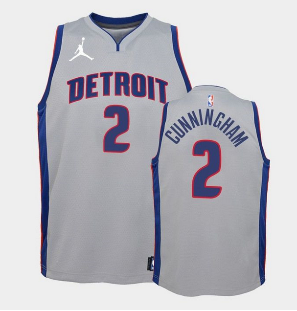 Men's Detroit Pistons #2 Cade Cunningham Gray Statement Edition Stitched Jersey Men's Detroit Pistons #2 Cade Cunningham Gray Statement Edition Stitched Jersey